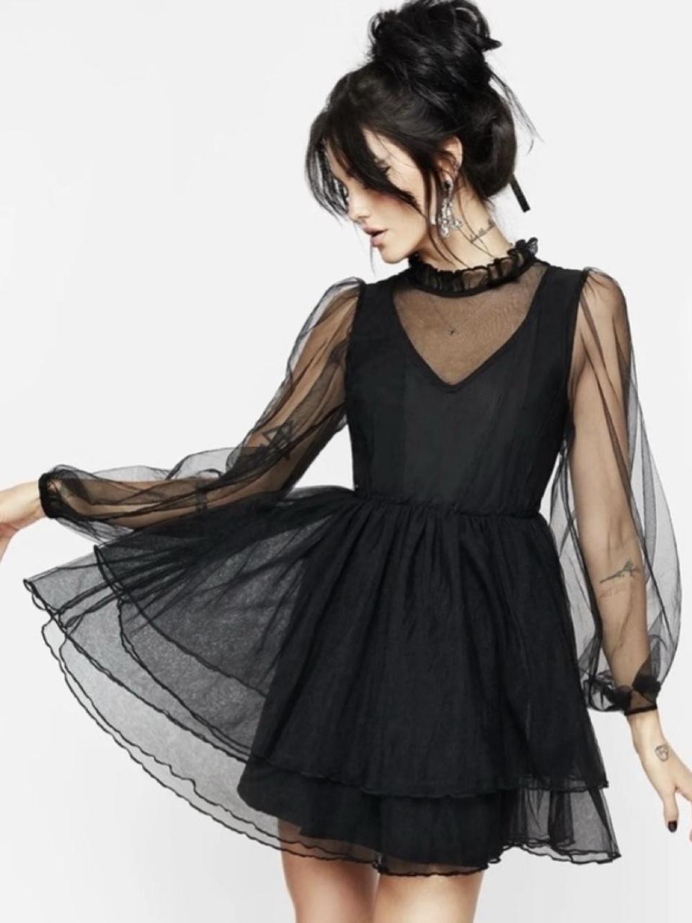 EUC Disturbia Headhunter Frill Neck Mini Dress